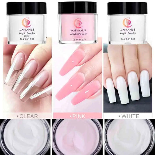 10g Clear/White/Pink Acrylic Powder For Nails Extension - Beauty Emporium Acrylic Liquid & Powder 14:29#FA082-S2-1