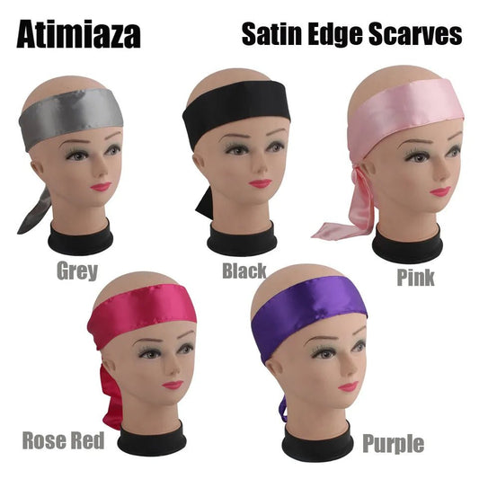 Satin Edge Headband Frontal Wrap Scarfs - Beauty Emporium Edge scarf 14:200660968#1pc Classic Black