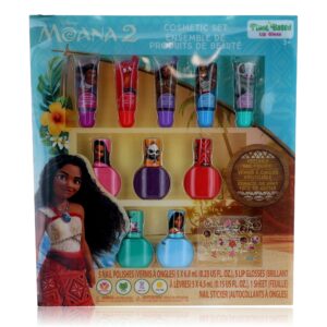 Moana Lip & Nail Cosmetic Set by Disney, 11 Piece Set for Kids
